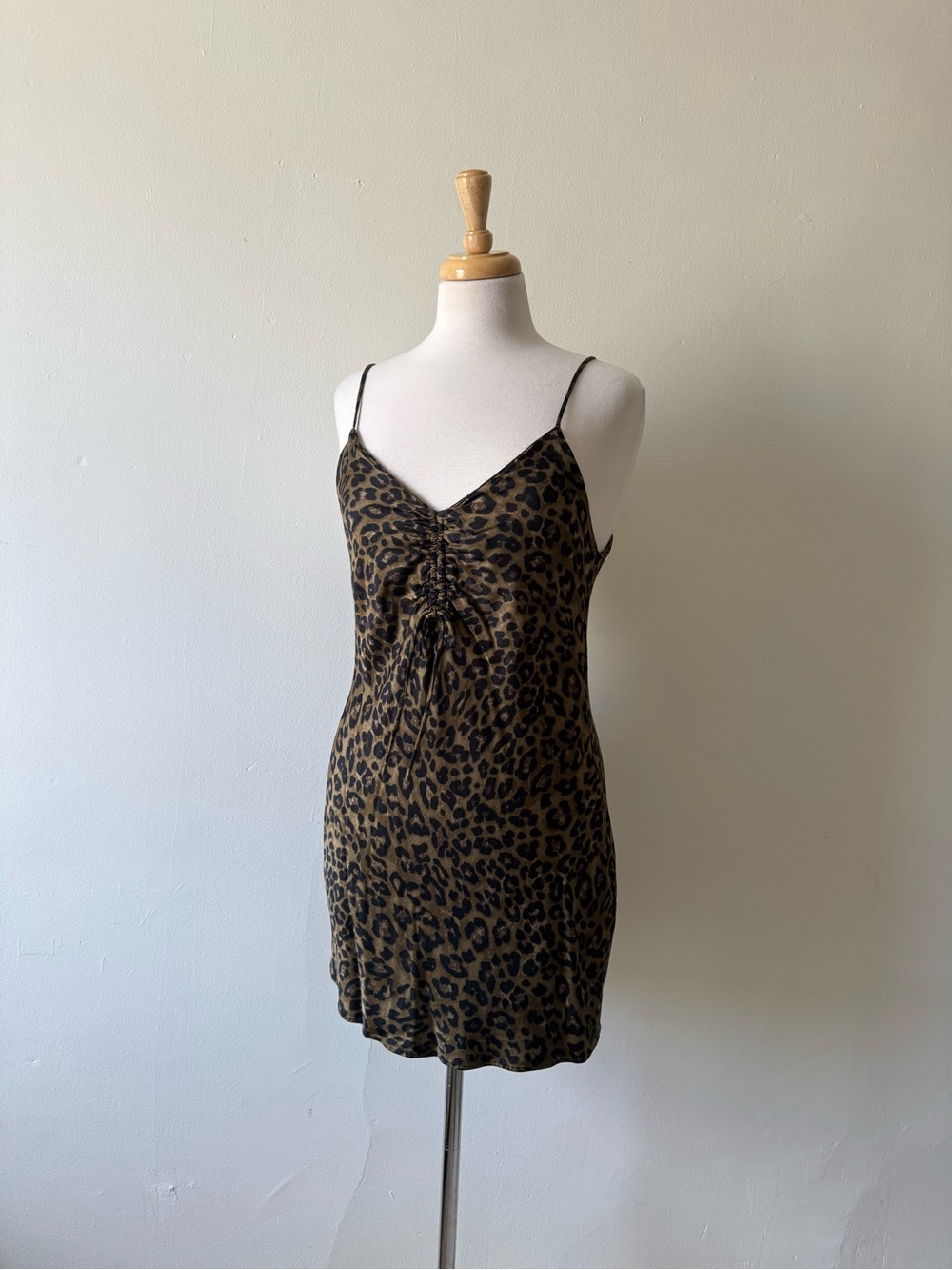 Zara Leopard Print Satin Slip Dress Size M